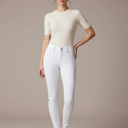 Pantalon Équitation Blanc Femme Silicone Adhérent Confortable - Maille