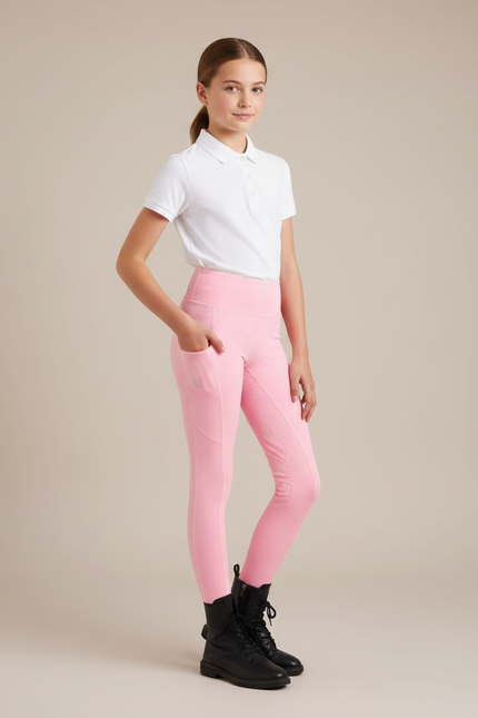 Pantalon Équitation Rose Fille Silicone Confortable Maille