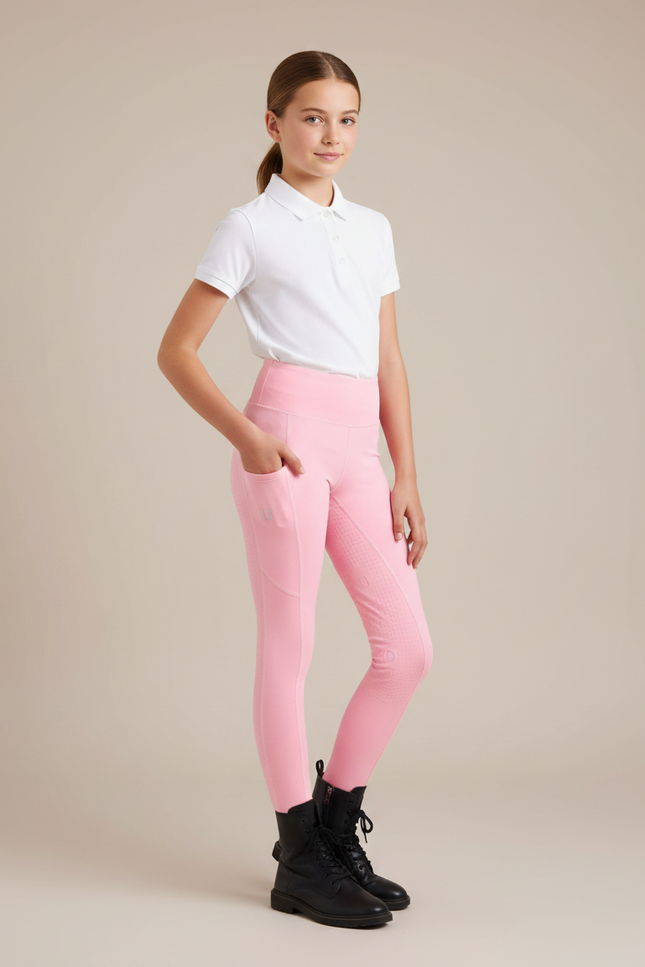 Pantalon Équitation Rose Fille Silicone Confortable Maille