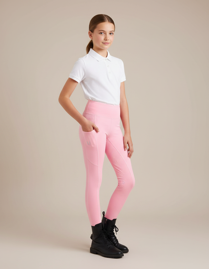 Pantalon Équitation Rose Fille Silicone Confortable Maille