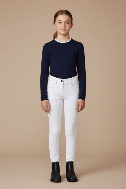 Pantalon Équitation Blanc Enfant Silicone Ajusté Simple - Polyester