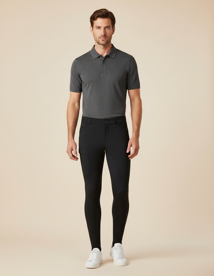Pantalon Équitation Noir Silicone Ajusté Homme Élastique - Polyester
