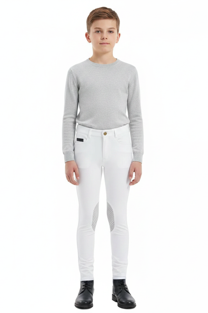 Pantalon Équitation Blanc Silicone Enfant Ajusté Léger - Polyester