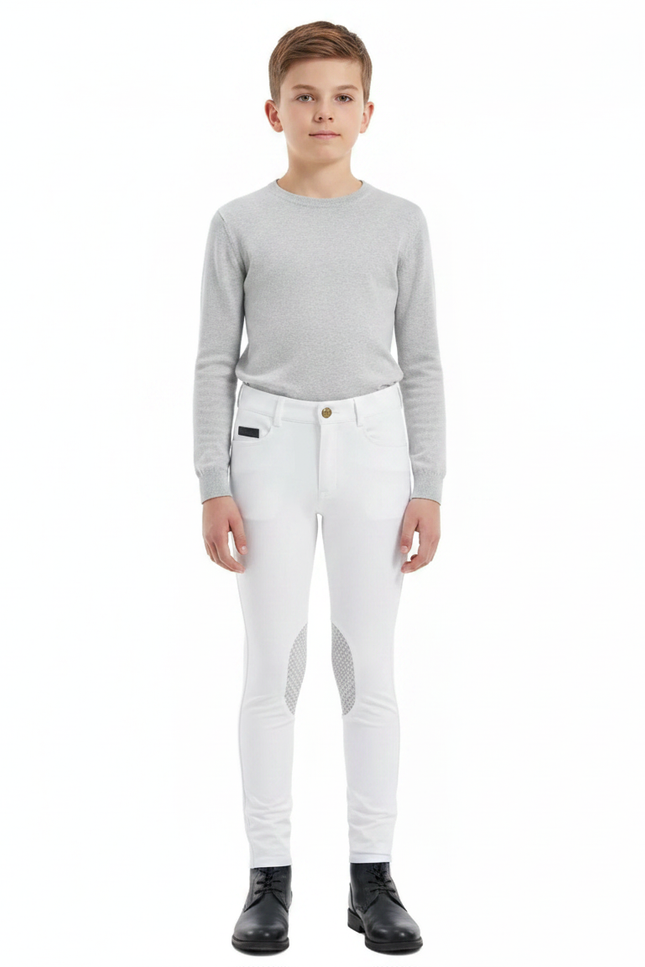 Pantalon Équitation Blanc Silicone Enfant Ajusté Léger - Polyester