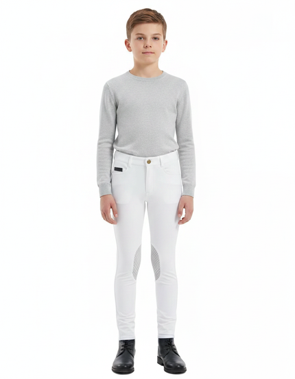 Pantalon Équitation Blanc Silicone Enfant Ajusté Léger - Polyester