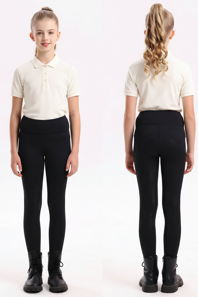 Pantalon Equitation Junior - Noir Polyester