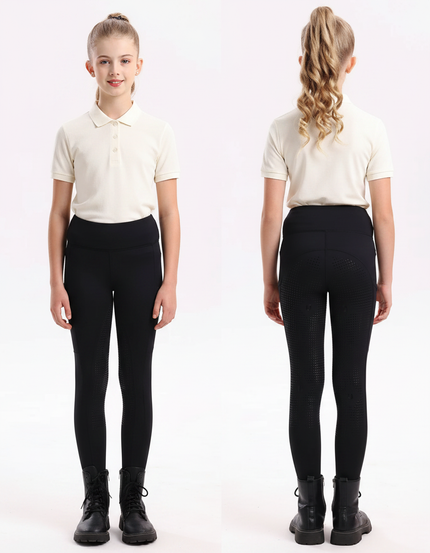 Pantalon Equitation Junior - Noir Polyester
