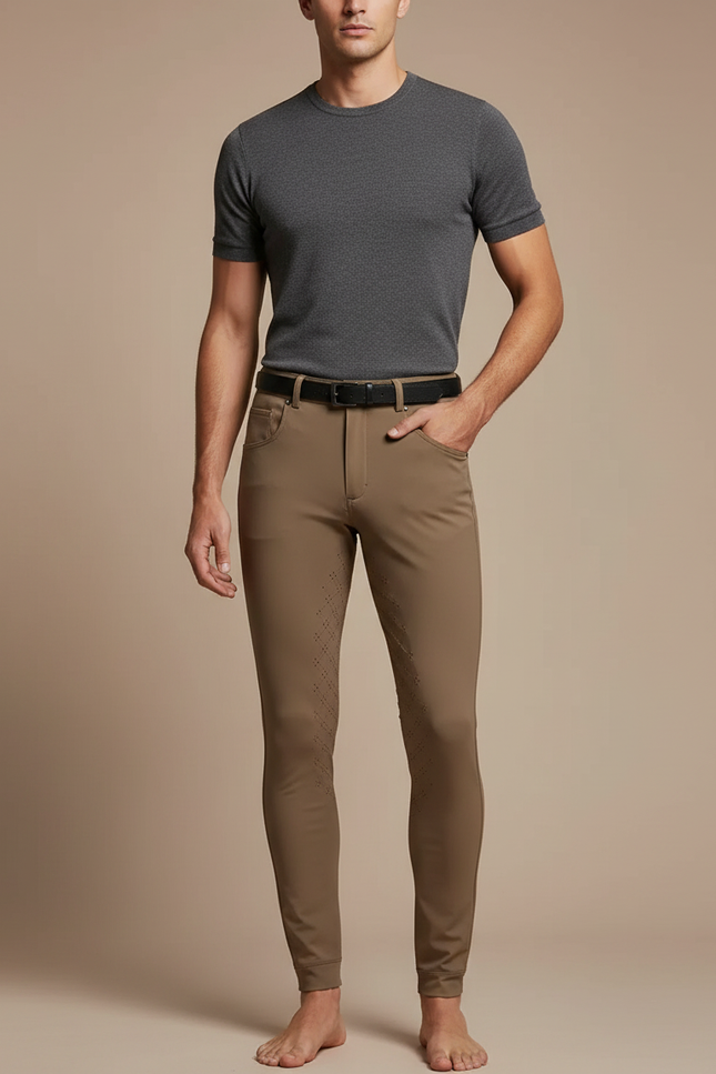 Pantalon Equitation Softshell - Kaki Polyester