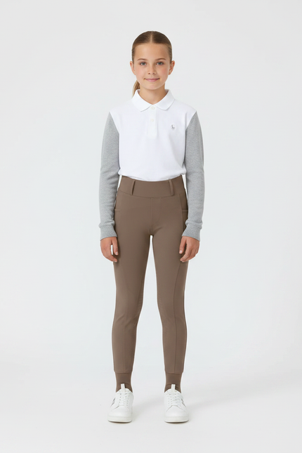 Pantalon Équitation Marron Enfant Silicone Ajusté Confortable - Polyester