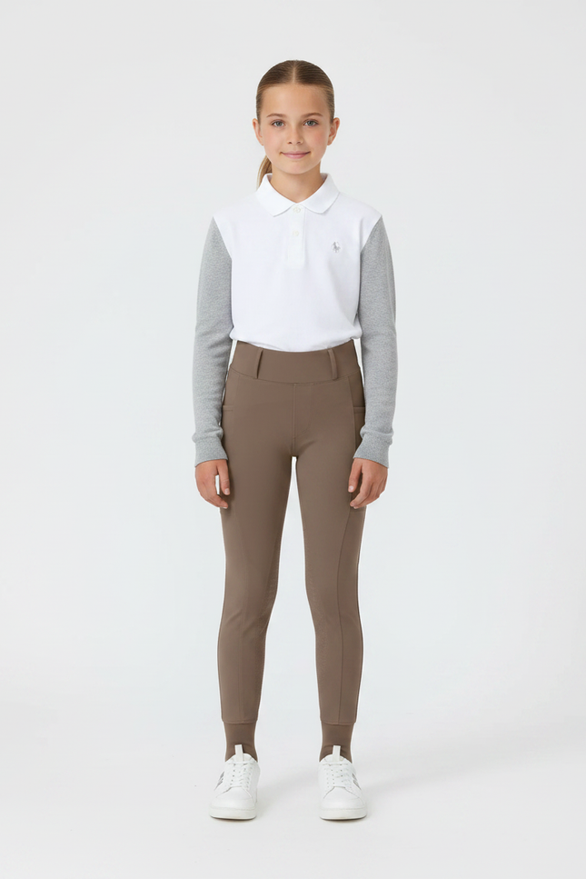 Pantalon Équitation Marron Enfant Silicone Ajusté Confortable - Polyester