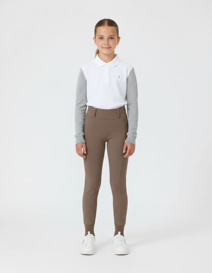 Pantalon Équitation Marron Enfant Silicone Ajusté Confortable - Polyester