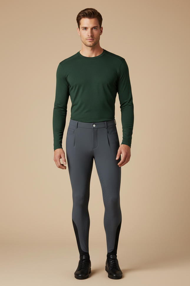 Pantalons Equitation Homme - Gris Polyester