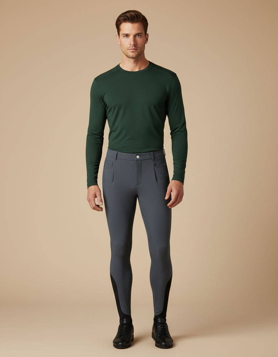 Pantalons Equitation Homme - Gris Polyester