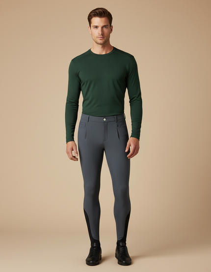 Pantalons Equitation Homme - Gris Polyester