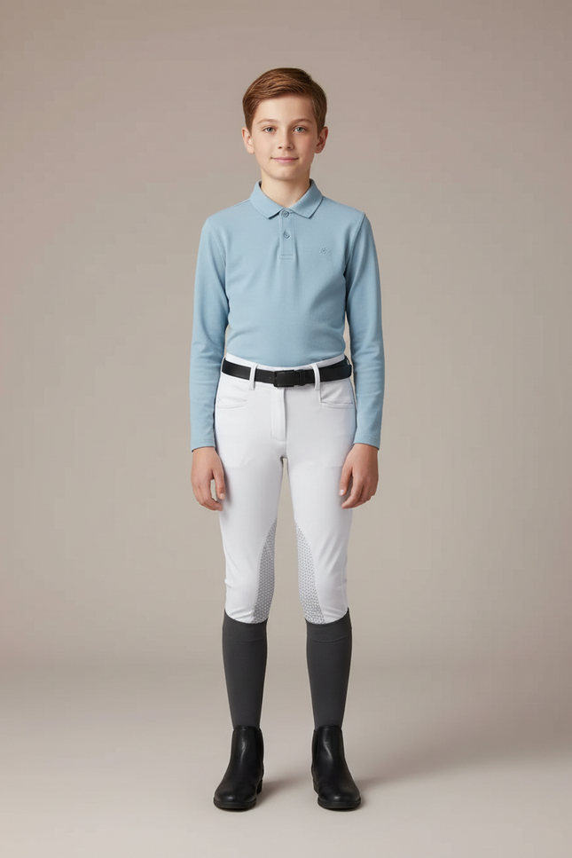 Pantalon Équitation Blanc Silicone Enfant Ajusté - Polyester