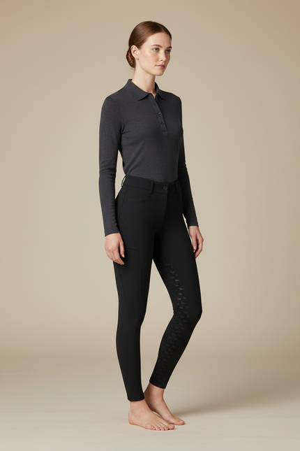 Pantalon Équitation Femme Noir Slim - Polyester