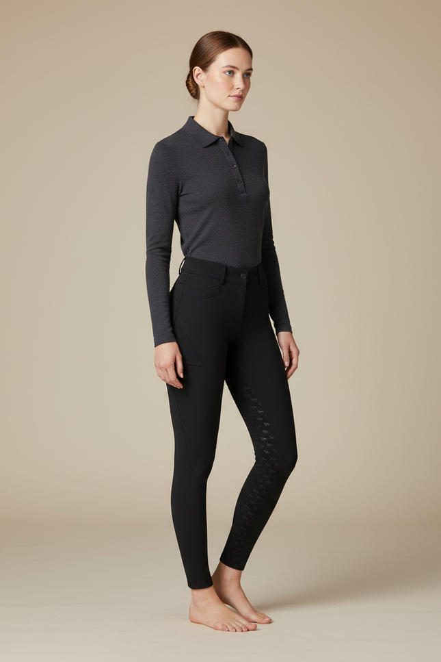 Pantalon Équitation Femme Noir Slim - Polyester