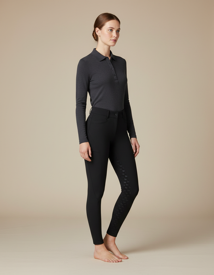 Pantalon Équitation Femme Noir Slim - Polyester