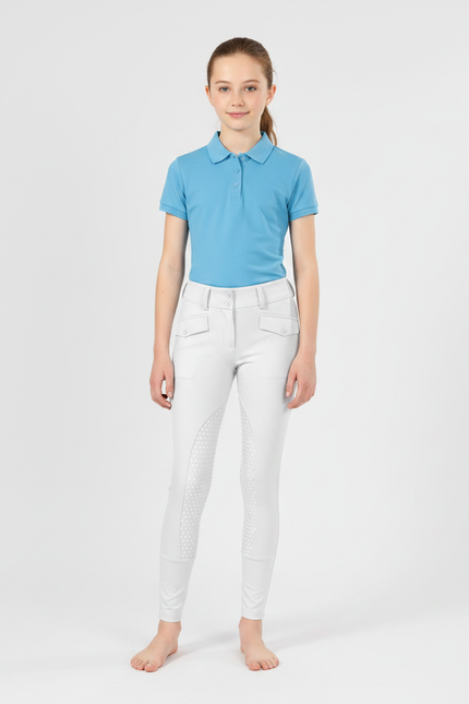 Pantalon Équitation Blanc Silicone Fille Ajusté Confortable - Polyester