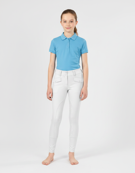Pantalon Équitation Blanc Silicone Fille Ajusté Confortable - Polyester