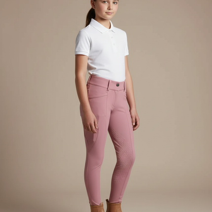 Pantalon Équitation Rose Fille Silicone Coupe Ajustée - Polyester