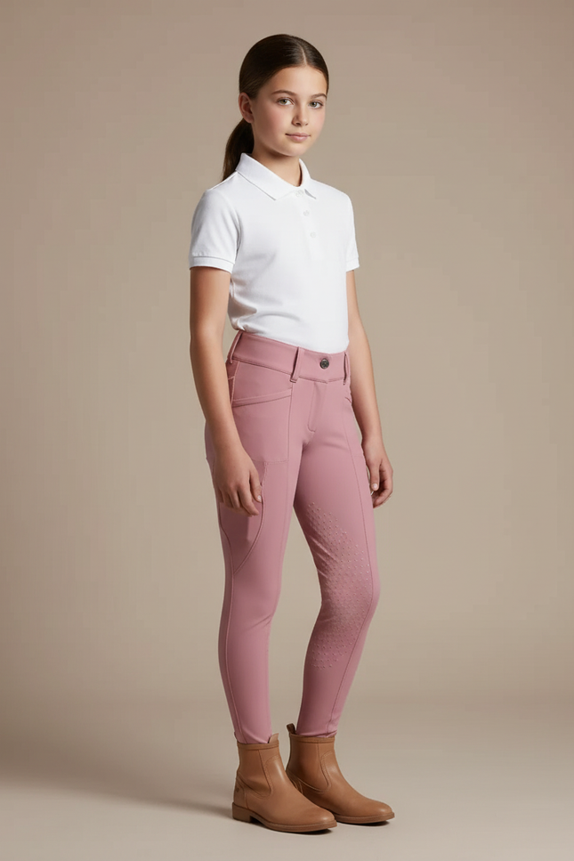 Pantalon Équitation Rose Fille Silicone Coupe Ajustée - Polyester