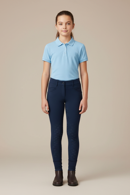 Pantalon Équitation Marine Enfant Ajusté Silicone Élégant - Polyester