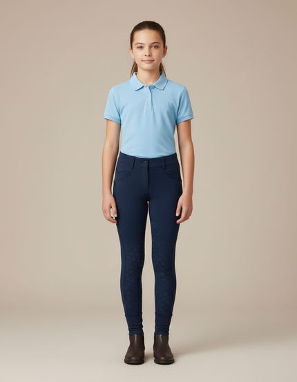Pantalon Équitation Marine Enfant Ajusté Silicone Élégant - Polyester