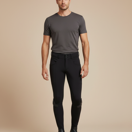 Pantalon Équitation Noir Homme Adhérent Ajusté Silicone - Polyester