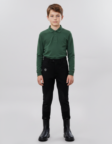 Pantalon Équitation Noir Garçon Silicone Ajusté Confortable - Polyester