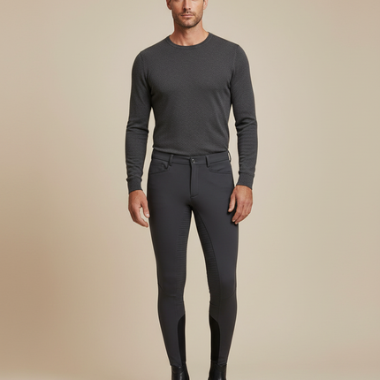 Pantalon Équitation Gris Homme Silicone Ajusté Stretch - Polyester