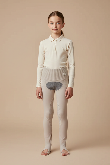 Pantalon Équitation Beige Enfant Silicone Confortable Stretch - Polyester