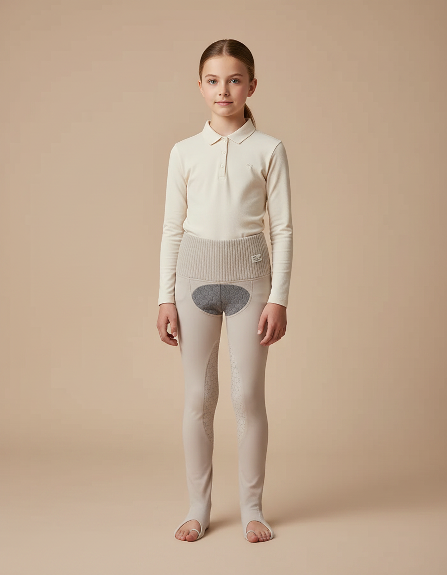 Pantalon Équitation Beige Enfant Silicone Confortable Stretch - Polyester