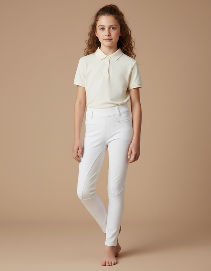 Pantalon Équitation Blanc Enfant Silicone Stretch Confortable - Polyester