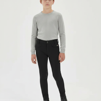 Pantalon Équitation Noir Enfant Silicone Ajusté Respirant - Polyester