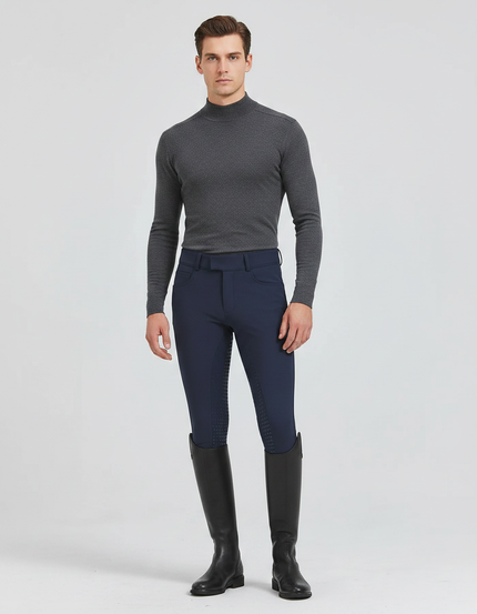 Pantalon Équitation Marine Homme Silicone Ajusté Respirant - Polyester