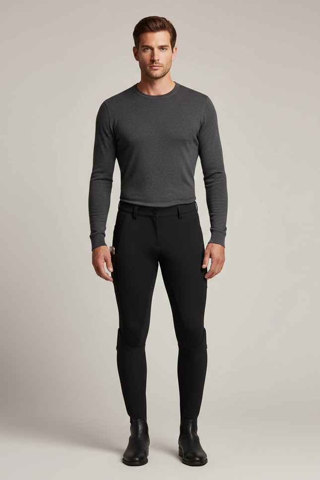 Pantalon Equitation Avec Poche Telephone - Noir Polyester