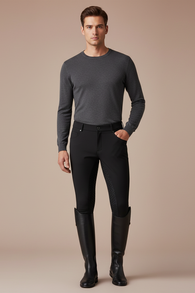 Pantalon Competition Equitation - Noir Polyester