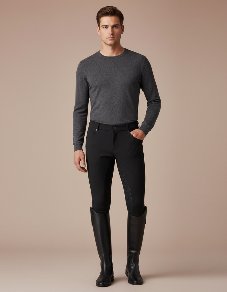 Pantalon Competition Equitation - Noir Polyester