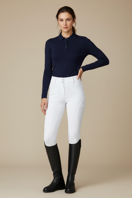 Pantalon Équitation Blanc Femme Ajusté Confortable Élastique - Polyester