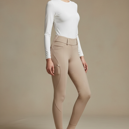 Pantalon Equitation Sans Couture - Beige Polyester