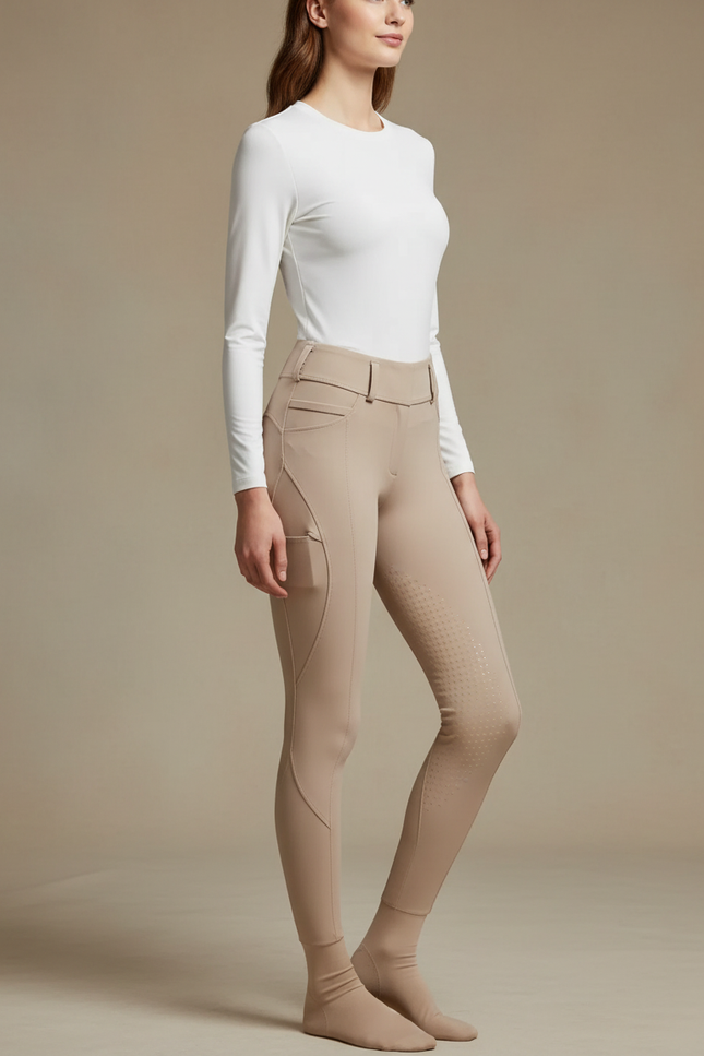 Pantalon Equitation Sans Couture - Beige Polyester