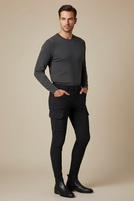 Pantalon Jodhpur Equitation - Noir Polyester