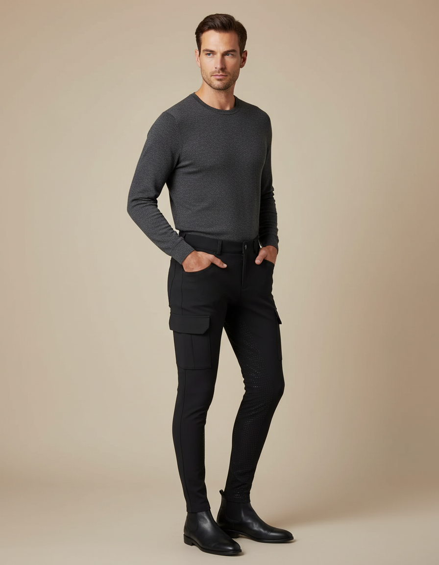 Pantalon Jodhpur Equitation - Noir Polyester
