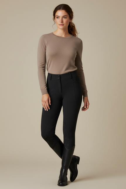 Pantalon Équitation Noir Femme Slim Confortable Élastique - Polyester