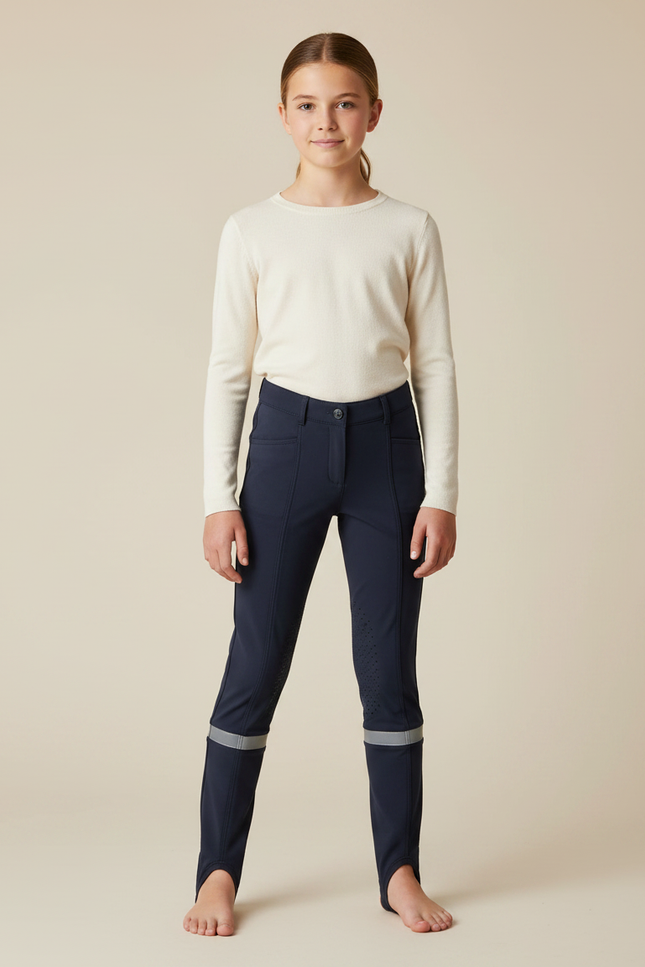 Pantalon Équitation Marine Enfant Silicone Ajusté Réfléchissant - Polyester