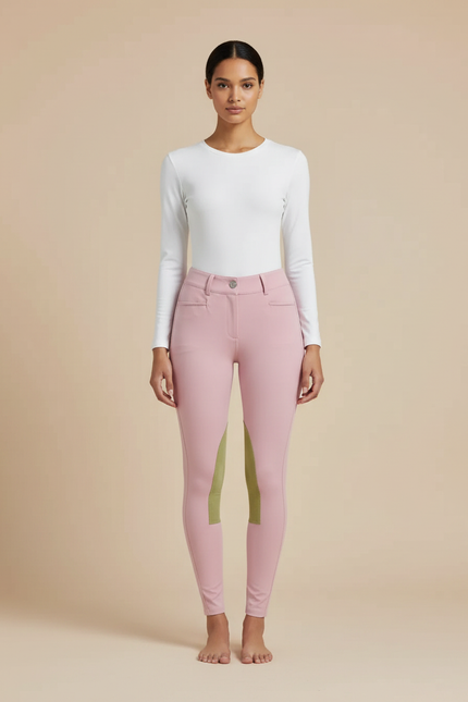 Pantalon Équitation Rose Femme Genoux Renforcés Adhérent - Polyester