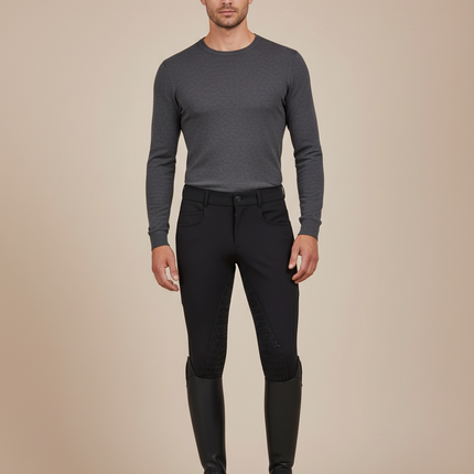 Pantalon Équitation Noir Homme Slim Stretch Hiver - Polyester