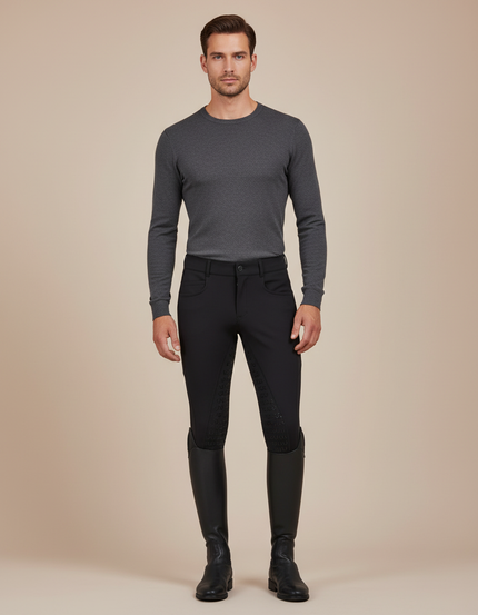 Pantalon Équitation Noir Homme Slim Stretch Hiver - Polyester