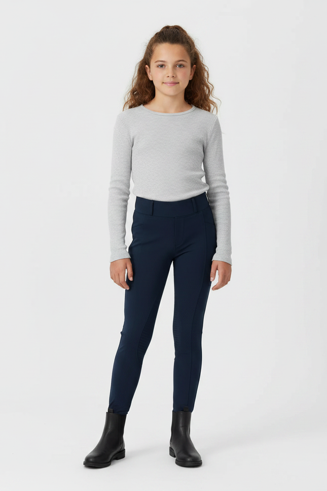 Pantalon Équitation Marine Enfant Ajusté Confortable - Polyester